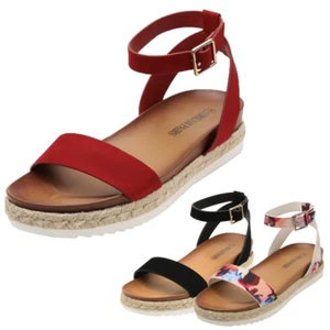 Women Espadrille Casual Sandals Ankle Strap Open Toe Platform Wedge Sandals - Picture 1 of 26