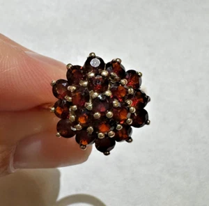 Hallmarks 10k Yellow Gold Red Garnet Cluster 3.9g Size 8 Vintage Ring GIFT BOX - Picture 1 of 13