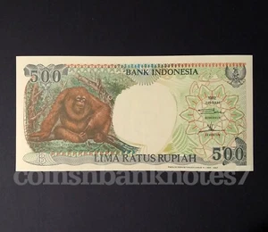 1997 Indonesia 500 Rupiah Banknote,P128-f, Uncirculated / Orangutan - Picture 1 of 3