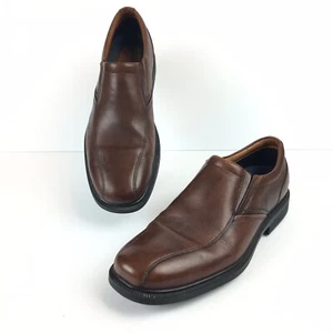 Rockport Dressports Mens Oxford Shoes Luxe Bike Toe Slip On Size 9 Brown Leather - Picture 1 of 10