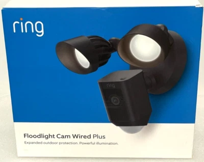Ring Floodlight Cam Wired Plus Surveillance Camera 1080p HD Black, New - Image 1 of 4