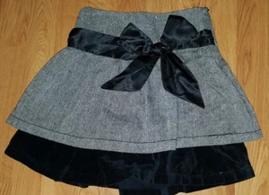 Children's Small Grey/Black Double-Layer Skirt w/ Bow - Picture 1 of 3