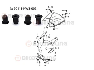 4x Honda CBR1000RR 2008-2011 pantalla carenado goma pozo tuercas 90111-KW3-003  - Imagen 1 de 3