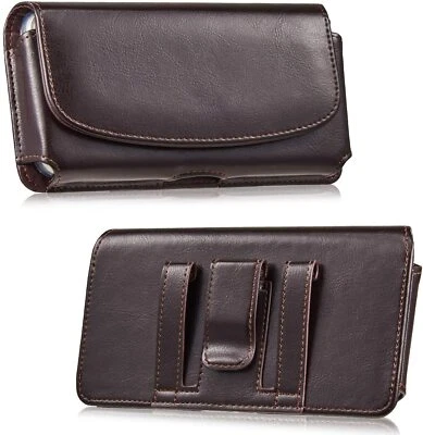 Horizontal Leather Belt Clip Case Carrying Holster Pouch For iPhone Samsung LG - Image 1 of 4