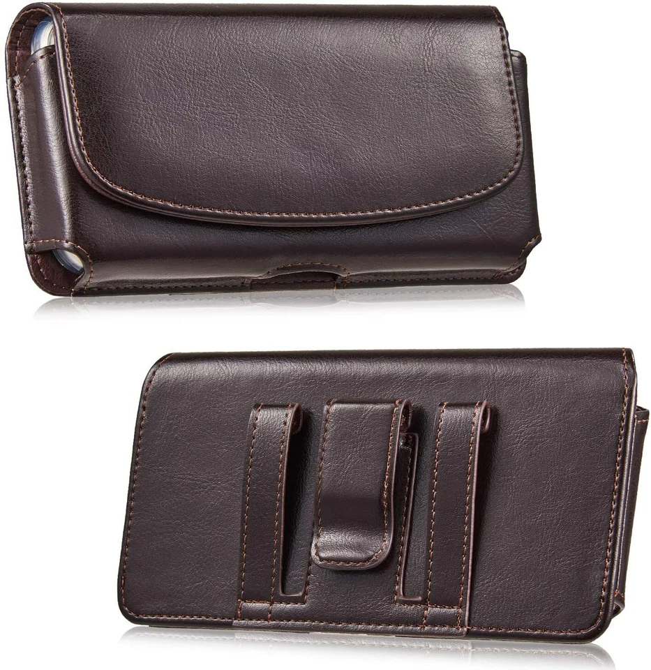 Horizontal Leather Belt Clip Case Carrying Holster Pouch For iPhone Samsung LG - Image 1 of 4