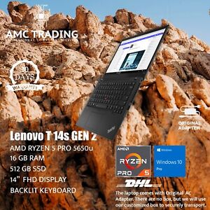 Lenovo ThinkPad T14s Gen 2 14" 512 GB SSD 16GB RAM AMD Ryzen 5Pro 5650U Fast DHL