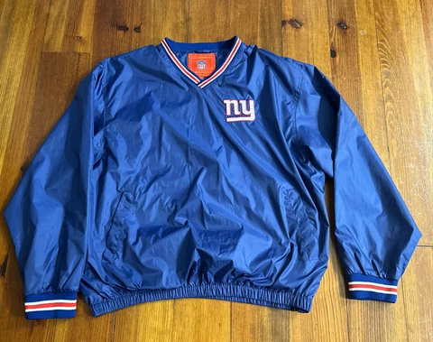 Vintage  NFL New York Giants V Neck Windbreaker Jacket Adult Large Blue Cover