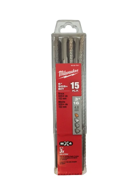 Milwaukee 48-20-7911 (15pk) 3/16in x 4in x 6in SDS+ MX4 Rotary Hammer Bit