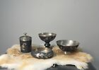 Bidri handicraft set of 5 from India with Inlaid Silver Floral Design