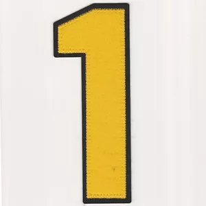 Yellow Number 1 Patch Black Felt Outline Varsity Cut out Iron on (8" in) - Picture 1 of 1