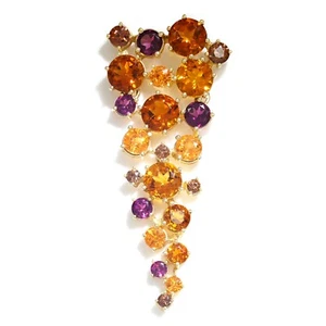 Multi-Gemstone Waterfall Pendant Yellow Gold - Picture 1 of 9