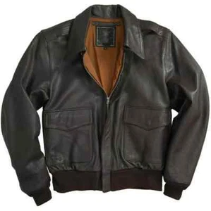 Men's Air Force A-2 Leather Brown Flight Bomber Motorcycle Biker Real Jacket - Picture 1 of 6