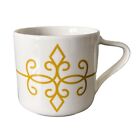 Starbucks Gold Yellow Scroll Filigree Medallion Pattern White Mug 12 Fl Oz 2015