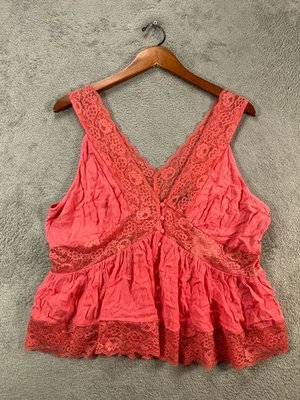 Forever 21 NUEVA Camisa corta sin mangas con ribete de encaje rosa 0X para mujer Foto 1 de 4