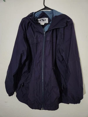 Athletic Works Jacket Coat Mens Medium Blue Full Zip Hooded Windbreaker - Image 1 of 4