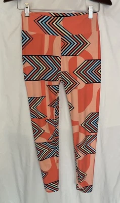 LuLaRoe Leggings One Size OS Orange Sherbet Multi-Color Arrow Chevron Design - Image 1 of 4