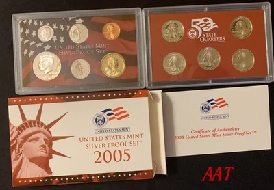 2005 S United States Mint SILVER Proof 11 COIN Set OGP Box & COA 💎✅ - Image 1 of 2