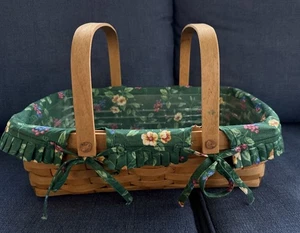 "Cesta de recolección rectangular Longaberger forro y protector usado en excelente estado 10""x14""" - Imagen 1 de 4