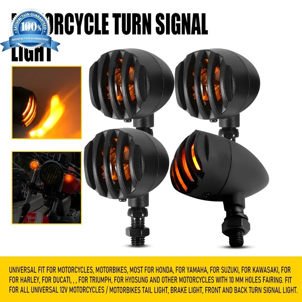 4PCS Motorcycle Front+Rear Turn Signal Blinker DRL Light For Yamaha Kawasaki - Image 1 of 4