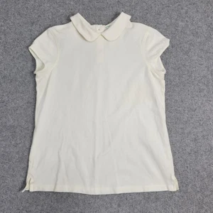 Hedge Polo Shirt Women M Ivory White Peter Pan Golf Tennis Keyhole Sport Preppy - Picture 1 of 17