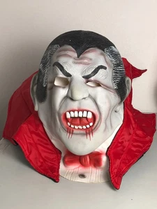 Vintage Dracula Vampir Latex Maske + Halsband Ostern Unlimited Halloween - Bild 1 von 7