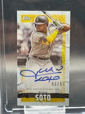 Juan Soto 2023 Topps Rip Mini Auto 50/50 Last Print SSP Padres On-Card Autograph - Image 1 of 3