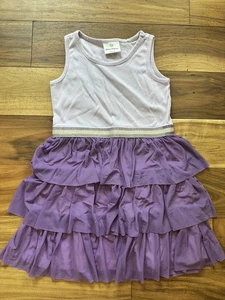 Hanna Andersson Girls Purple Tiered Tulle Sleeveless Tank Dress Size 120 (6/7) - Picture 1 of 4