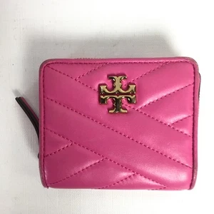 Tory Burch Kira Chevron Bi Fold Wallet Pink Quilted Leather Distressed - Bild 1 von 9