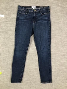 Frame Jeans Womens 32 Blue Dark Wash Le High Skinny Crop Stretch Denim Mid Rise - Picture 1 of 11