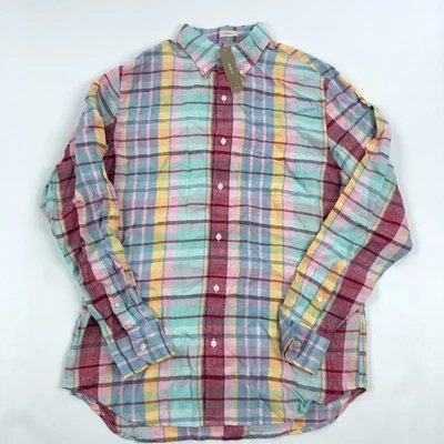 NWT J Crew Linen Shirt Mens Medium Baird McNutt Irish Plaid NEW - Image 1 of 4