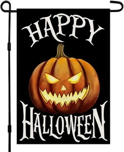 Feliz Halloween Jardín Bandera 12 x 18 Pulgadas Arpillera Vertical Doble 12" X 18" - Imagen 1 de 5