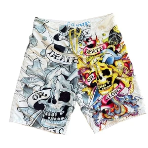 Bañador Pantalones Cortos Ed Hardy Tabla Corta Calavera Dragón Gráfico Surf o Die Talla 31 - Imagen 1 de 14