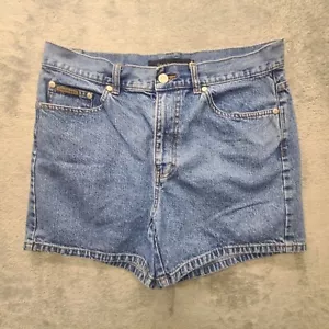 Calvin Klein Mom Shorts Womens 12 Blue Denim High Rise Waisted 90s Y2K Cotton - Picture 1 of 10