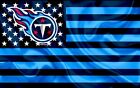 (2) Tennessee Titans Wavy Stars & Stripes Flag Vinyl STICKERS 5x3.15 Decal