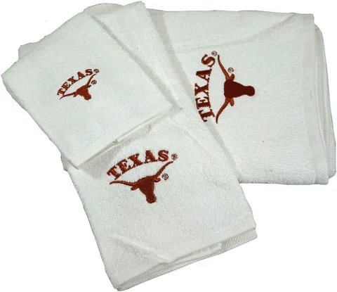 University of Texas Longhorns 3 Piece White Embroidered Towel Set - Includes Bat Cover