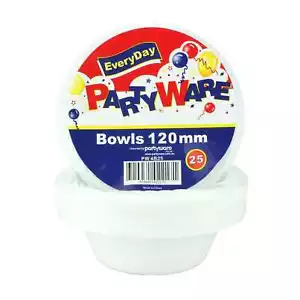 White Pack of 25 Small Snack Plastic Bowls 12cm Catering Party Supplies - Picture 1 of 1