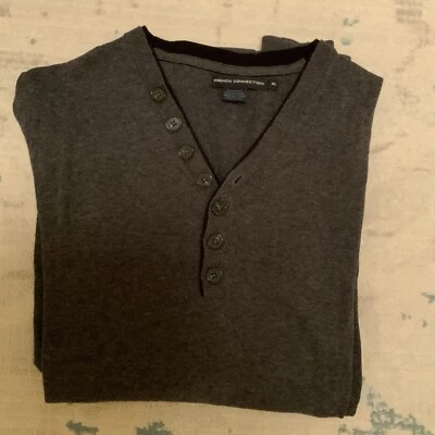 Suéter gris de algodón manga larga French Connection para hombre XL Foto 1 de 4