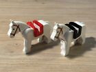 Lego Horse Lot Of 2 Vintage White Movable Neck W/ Saddles