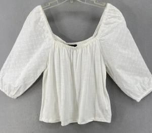 Camisa Sanctuary Mujer Talla S Blanca Abullonada Ojales Mangas Cuello Cuadrado Estilo Túnica - Imagen 1 de 10