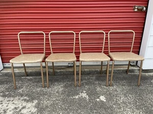 Vintage MCM Mid Century Modern SET OF 4 Cosco Folding Chair Gatefold Gold 1955 - Picture 1 of 10