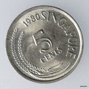 Singapore 5 Cents 1980, Snake Bird, Anhinga, Coin Inv#B099