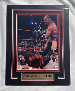 WWE LEGENDS Kurt Angle and Mick Foley Autographed 8x10 Photo 11x14 Matted w/ COA - Picture 1 of 5