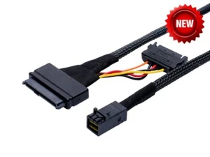 U.2 (SFF-8639) NVMe PCIe Mini SAS (SFF-8643) SSD SATA Express Cable 50cm 0.5m - Picture 1 of 5