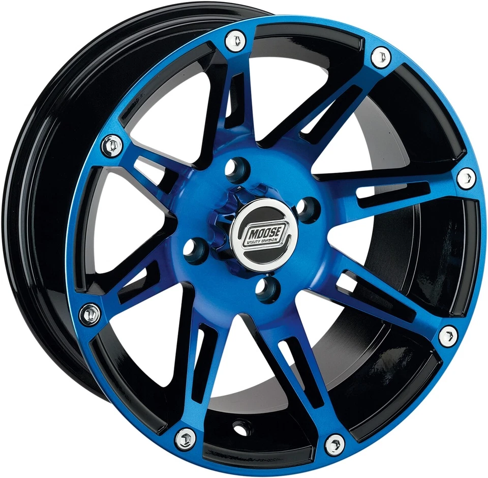 Moose Racing Type 387X Wheel 14X8 4/136 4+4 Blue Rear Can Am 0230-0868 - Image 1 of 1