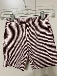 Crewcuts J.Crew Boys Seersucker Shorts Size 6 Maroon Red Stripe - Picture 1 of 8