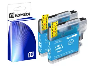 2 Cartucce LC-980 LC-1100 Ciano Compatibili per Brother DCP 145C 165C MFC 490CW - Foto 1 di 3