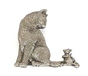 JJ Jonette cat and mouse brooch pin signed - Picture 1 of 4