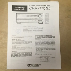 Original Pioneer Owner Operator Manual for the VSA-7500 Amplifier - Picture 1 of 1