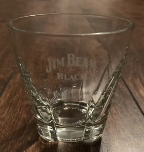 Jim Beam Black Whiskey Rocks Glass Limited Edition USA Libbey Duratuff Glass - Picture 1 of 3
