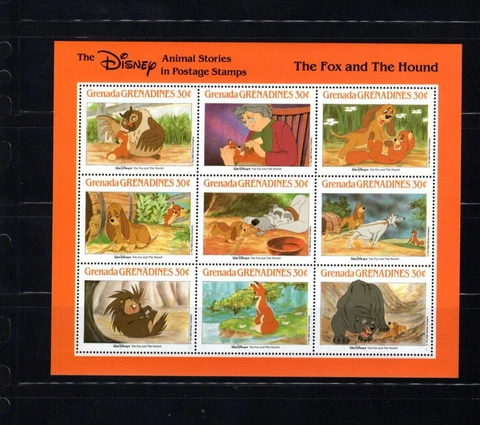 Grenada Grenadines Disney 987 Fox and Hound VF MNH Sheet of 9 A2 Cover
